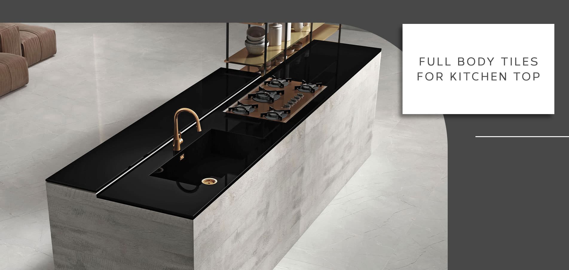 Full Body Tiles for Kitchen Top - Durable & Stylish Countertop